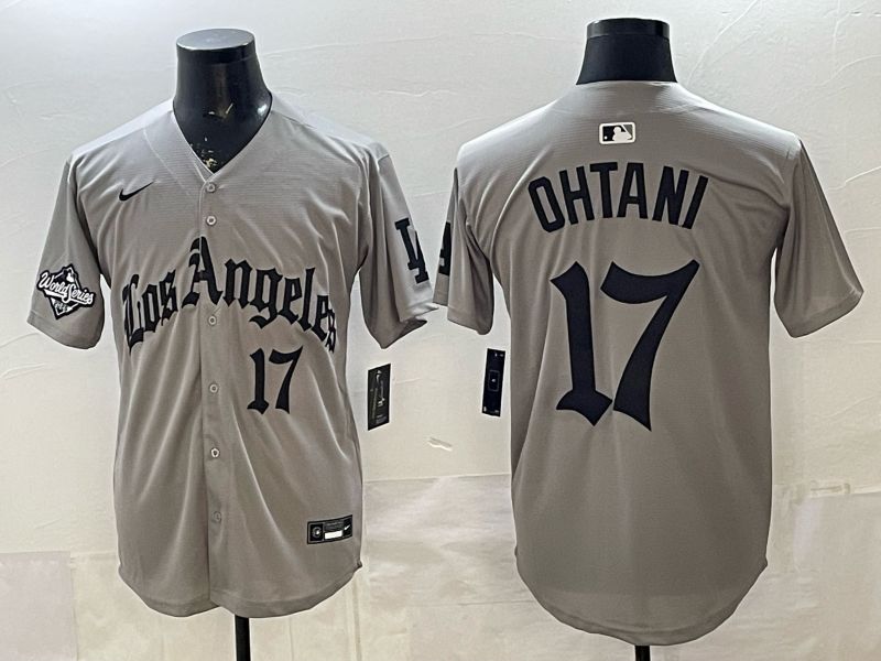 Men 2026 Los Angeles Dodgers #17 Ohtani Grey Five generations Nike MLB Jersey style 006->los angeles dodgers->MLB Jersey